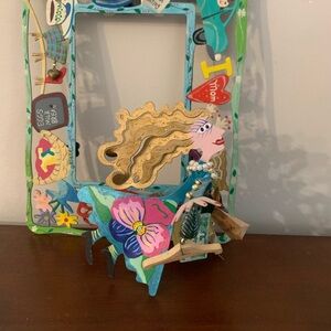 Whimsical Handmade and Hand Painted Frame and Girl Ornament